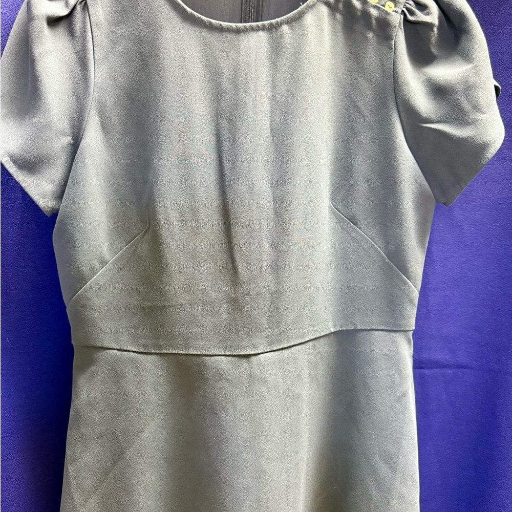 LOFT Gray Puff Sleeve Dress Size 2 Minimalist Clean Girl Office Siren Chic EUC